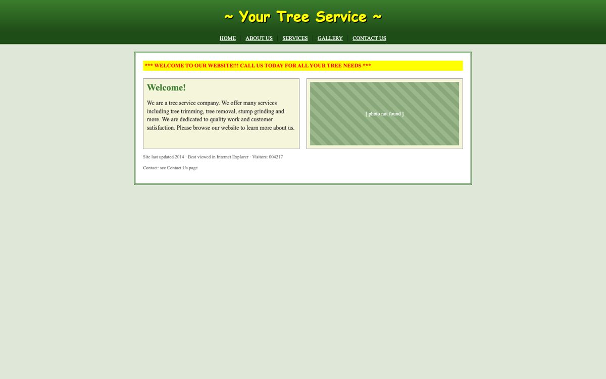 Example of a dated tree-service website